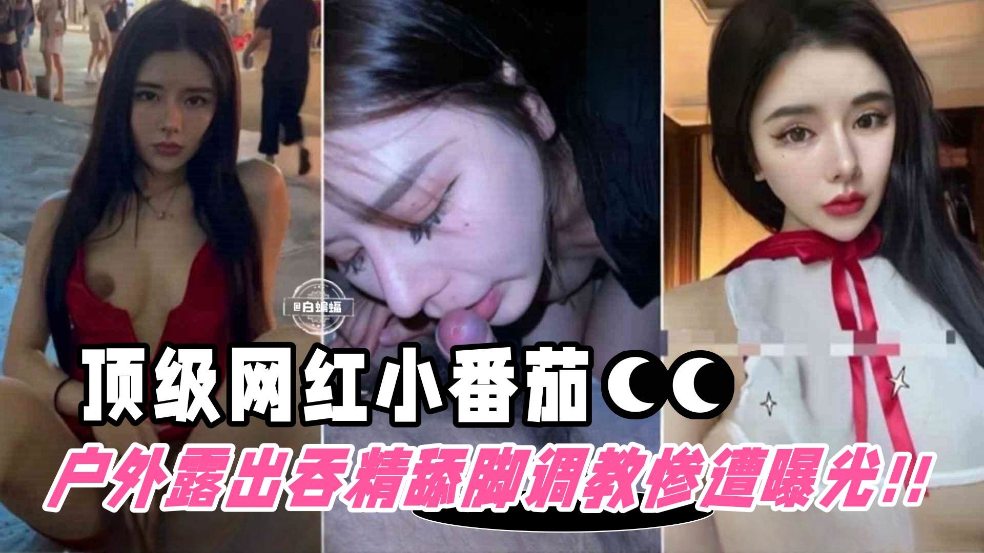 【撸点极高-顶流网红】被包养户外露出舔脚吞精等调教惨遭粉丝曝光！网红小番茄的世界末日